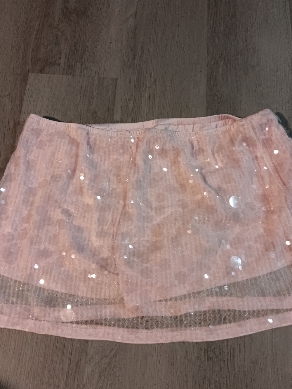Pink Sequin Mesh Mini Skirt